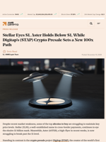 Stellar Eyes $1, Aster Holds Below $1, While Digitap's ($TAP) Crypto Presale Sets a New 100x Path - AMBCrypto