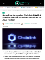 Securitize Integrates Chainlink NAVLink to Price $4B+ in Tokenized Securities on Aave Horizon - Crypto News Flash