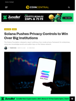 Solana Pushes Privacy Controls to Win Over Big Institutions - CoinCentral