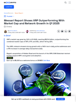 Messari Sees XRP Beat Rivals on Market Cap, Network Growth