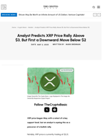 Analyst Predicts XRP Price Rally Above $3, But First a Downward Move Below $2
