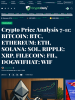 Crypto Price Analysis 7-11: BITCOIN: BTC, ETHEREUM: ETH, SOLANA: SOL, RIPPLE: XRP, FILECOIN: FIL, DOGWIFHAT: WIF - Crypto Daily