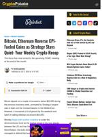 Bitcoin, Ethereum Reverse CPI-Fueled Gains as Strategy Stays Quiet: Your Weekly Crypto Recap