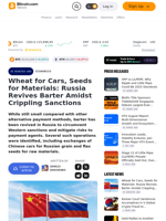 Wheat for Cars, Seeds for Materials: Russia Revives Barter Amidst Crippling Sanctions – Economics Bitcoin News