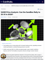 SAND Price Analysis: Can the SandBox Rally to $0.10 in 2026?