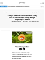 Analyst Identifies Ideal Shiba Inu Entry Price as SHIB Breaks Falling Wedge, Targeting $0.000016