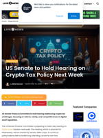 US Senate to Hold Hearing on Crypto Tax Policy Next Week | Live Bitcoin News