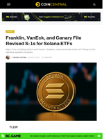 Franklin, VanEck, and Canary File Revised S-1s for Solana ETFs - CoinCentral