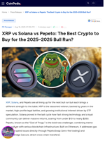 XRP vs Solana vs Pepeto: The Best Crypto to Buy for the 2025–2026 Bull Run?