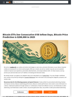 Bitcoin ETFs See Consecutive $1B Inflow Days, Bitcoin Price Prediction is $200,000 in 2025 - Brave New Coin