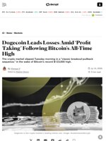 Dogecoin Leads Losses Amid ‘Profit Taking’ Following Bitcoin's All-Time High - Decrypt