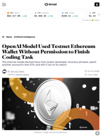 OpenAI Model Used Testnet Ethereum Wallet Without Permission to Finish Coding Task - Decrypt