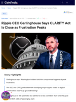 Ripple CEO Garlinghouse Says CLARITY Act Is Close as Frustration Peaks