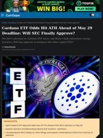 Cardano ETF Odds Hit ATH Ahead of May 29 Deadline: Will SEC Finally Approve?