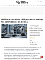 GMTrade launches 24/7 perpetual trading for commodities on Solana