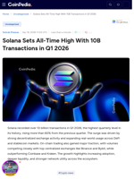 Solana Sets All-Time High With 10B Transactions in Q1 2026