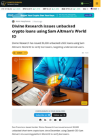 Divine Issues 30K Crypto Loans Using Sam Altman’s World ID