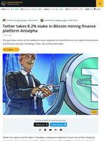 Tether Takes 8.2% Stake in Antalpha, Backs Bitcoin Mining Finance
