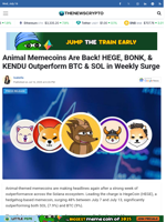 Animal Memecoins Are Back! HEGE, BONK, & KENDU Outperform BTC & SOL in Weekly Surge