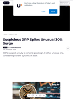 Suspicious XRP Spike: Unusual 30% Surge - U.Today