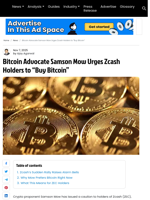 Bitcoin Advocate Samson Mow Urges Zcash Holders to “Buy Bitcoin”