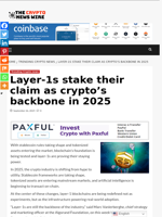 Layer-1s stake their claim as crypto’s backbone in 2025 - The Crypto News Wire