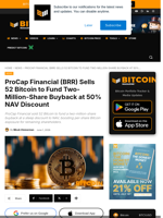 ProCap Financial (BRR) Sells 52 Bitcoin To Fund Two-Million-Share Buyback At 50% NAV Discount