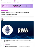RWA Adoption Expands on Solana, Base, and Arbitrum