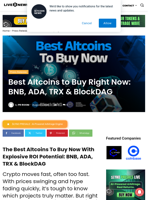 Best Altcoins to Buy Right Now: BNB, ADA, TRX & BlockDAG  | Live Bitcoin News