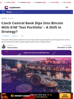 Czech Central Bank Dips Into Bitcoin With $1M Test Portfolio