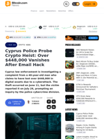 Cyprus Police Probe Crypto Heist: Over $448,000 Vanishes After Email Hack – Crypto News Bitcoin News
