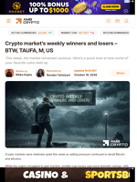 Crypto market’s weekly winners and losers – BTW, TAUFA, M, US - AMBCrypto