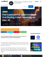 Fed Expected to Approve Rate Cut During FOMC Meeting on Dec. 10 | Live Bitcoin News