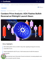 Cardano Price Analysis: ADA Flashes Bullish Reversal as Midnight Launch Nears