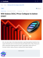 Will Solana (SOL) Price Collapse to below $100?