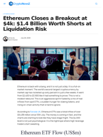 Ethereum Close Breakout at $4k: All Eyes Shorts Liquidation