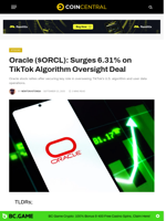Oracle ($ORCL): Surges 6.31% on TikTok Algorithm Oversight Deal - CoinCentral