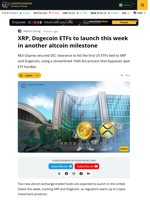 First XRP And Dogecoin ETFs Set To Launch This Week In The US