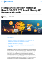 Metaplanet Reach 30,823 BTC, Revenue Forecast Increased