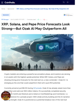 XRP, Solana, and Pepe Price Forecasts Look Strong—But Ozak AI May Outperform All