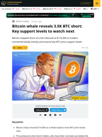 Bitcoin Whale Sees a Fresh BTC Price Dip With a 3500 BTC Short