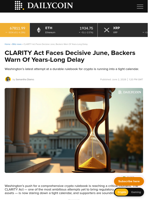 CLARITY Act Faces Decisive June, Backers Warn Of Years-Long Delay - DailyCoin
