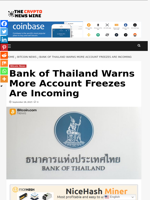 Bank of Thailand Warns More Account Freezes Are Incoming - The Crypto News Wire