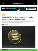 Solana (SOL) Price: Is the 31% Yearly Drop a Buying Opportunity? - CoinCentral