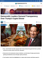 Democratic Leaders Demand Transparency Over Trump's Crypto Dinner - TheNewsCrypto