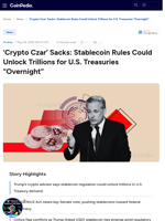 ‘Crypto Czar’ Sacks: Stablecoin Rules Could Unlock Trillions for U.S. Treasuries “Overnight” 