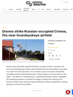 Drones strike Russian-occupied Crimea, fire near Gvardeyskoye airfield