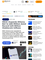 MEXC Expands Ethena Bet to $66 Million Amid Record $45 Billion Stablecoin Inflows – Crypto News Bitcoin News