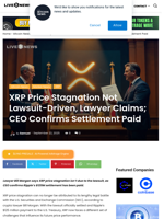 XRP Price Stagnation Not Lawsuit-Driven