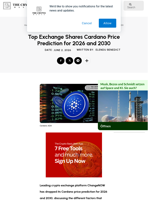 Top Exchange Shares Cardano Price Prediction for 2026 and 2030